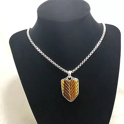 22  David Yurman 925 Silver Neckace With Carved Tigers Eye Chevron Pendant • $1199