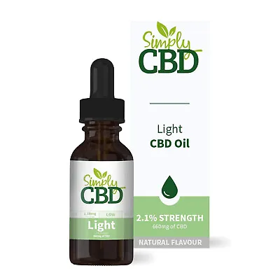 Simply CBD Oil Light Drops 660mg 2.1% Strength 30ml - Full Spectrum CBDa & More • £18.99