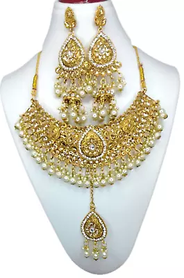 Indian HiGold Bollywood Necklace Set For Women Choker Engagement Maang Tikka • $54.52