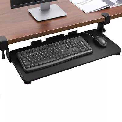 Adjustable Keyboard Tray Under Desk Pull Out Keyboard Mouse Tray W/Clamp Sliding • $38.99