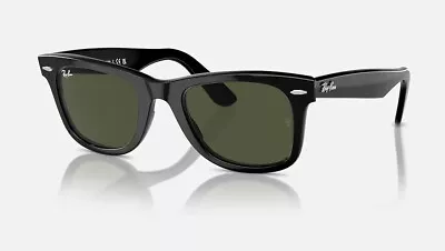 Ray-Ban Square Wayfarer Sunglasses 0RB2140-901/58-54 Black Frame Green • $122.36