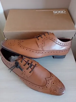 Asos Mens Tan Brogue Real Leather Shoe's Size 11 BNWB • £20