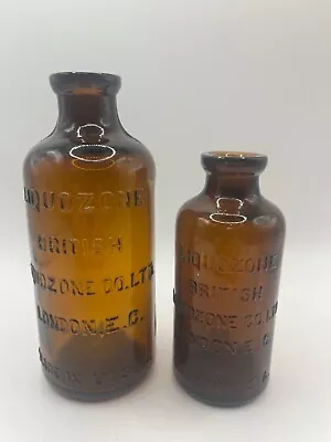 Liquozone Co Ltd 2 X Glass Jars C1960's Advertising? You Decide Made In USA • £12