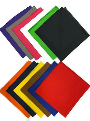 Pack Of 3 X-Large Polyester Non Fading SOLID COLORS Bandanas 27 X 27 Inches • $19.70