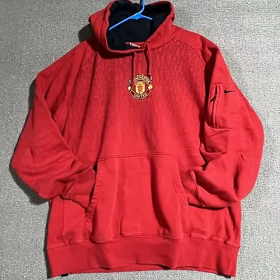 VTG Nike Manchester United Hoodie Mens 2XL Hoodie Soccer Embroidered • $40