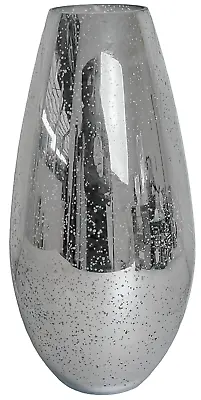 £25.99 • Buy 38cm Silver Flower Vase Mirrored Glass Vase Decorative Display Vase
