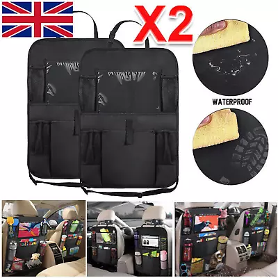 2PCS Car Back Seat Organiser Ipad Tablet Holder Storage Kick Mats Kids Toys Bag • £8.99