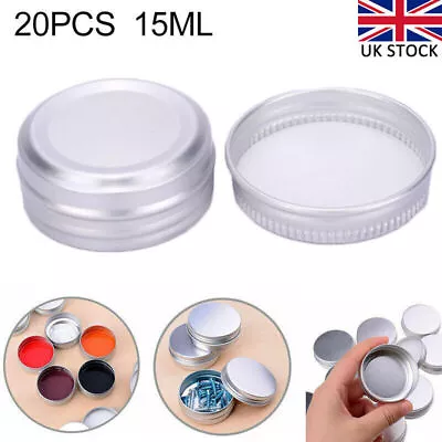 20 X 15ml Screw Lid Aluminium Cosmetic Pots Lip Balm Jars Empty Candle Tin UK • £7.86