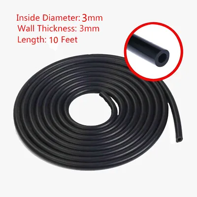 $12.99 • Buy 3MM(1/8 ) Inch Black Universal Silicone Air Vacuum Hose/Line/Pipe/Tube 10 FOOT