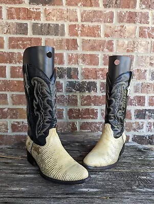 Men's Je-Ver Genuine Lizard Skin Wester Cowboy Boots Size 8.5 Great Condition • $60