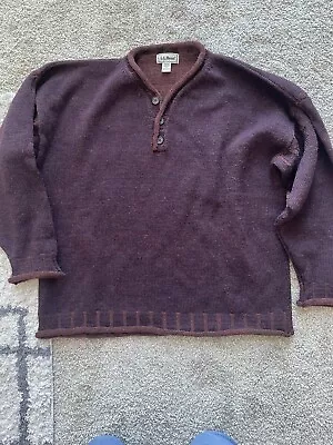 Vintage  LL Bean Mens Size XL Tall Blank Irish Wool Knit Sweater Purple/Bergandy • $69.99