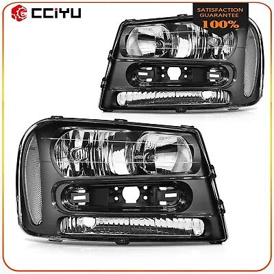 Black Clear For 2002-2009 Chevy Trailblazer Headlights Assembly Pair Replacement • $74.99