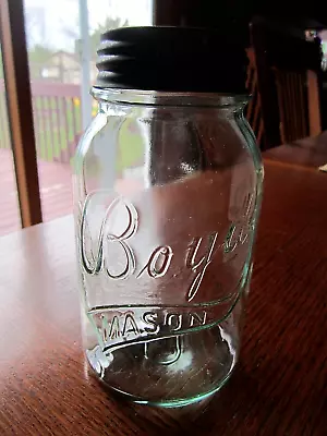 Early1900's RB#492 BOYD MASON Over GHOSTED GENUINE Quart Glass Fruit Jar Bottle • $9.99