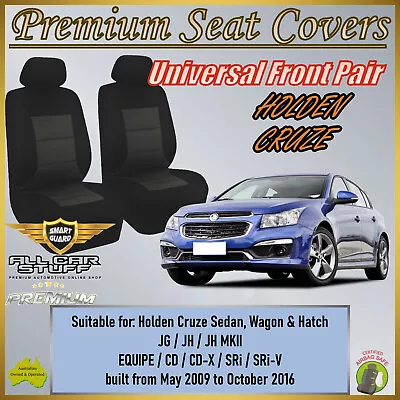 Premium Black Front Seat Covers Suitable For Holden Cruze: 05/2009 To 10/2016 • $95.81