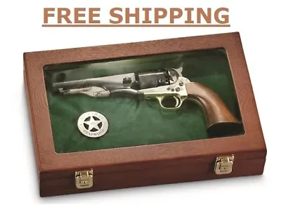Handgun Pistol Gun Collectors Display Storage Case Wood Glass Foam Protection • $60.80