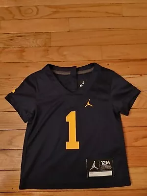 Michigan Wolverines NCAA Jordan Dri-Fit Newborn Football Jersey Size 12M • $39.99