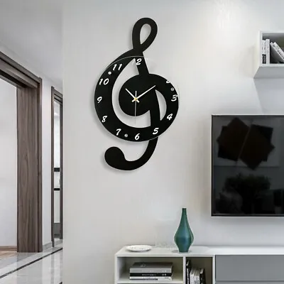 Creative Mical Note Wall Clock Innovative Musical Note Silent Quartz Clock Gift • $43.70
