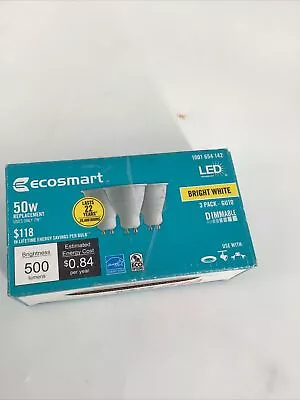 EcoSmart 50w Gu10 LED 450 Brightness Dimmable White Light Bulbs - Pack Of 3... • $16.55