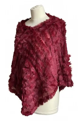 Passigatti Red Rabbit Fur Poncho Jacket Scarf One Size Italian Quality • $30