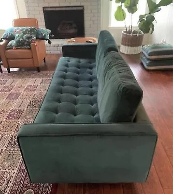 Brand New Emerald Green Couch Velvet Sofa Mid Century Modern Vintage Style • $550