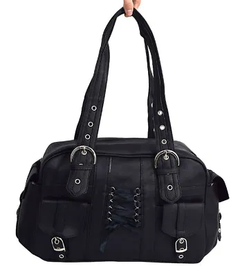 £52.21 • Buy Poizen Industries Becca Bag Gothic Punk Emo Black Satchel Bag With Pockets
