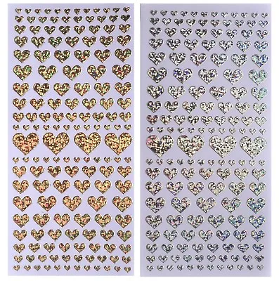 $2 • Buy SHIMMER HEARTS Peel Off Stickers Love Heart Valentine Card Making Silver Red