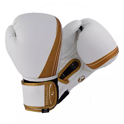 Elite Boxing Gloves White Gold - Boxing MMA Muay Thai Training And Bag Work • $44.95