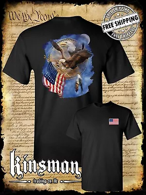 Flight For Freedom Eagle American Flag Dreamcatcher 2-Sided T-Shirt Indian • $17.95