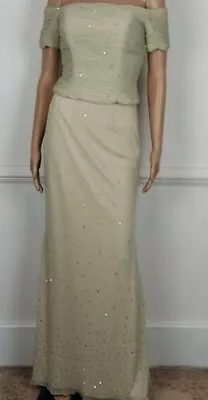 Mike Benet Formal 2 Piece Gold Sequin Evening Gown Size 6 Vintage Wedding 1960s • $99.99