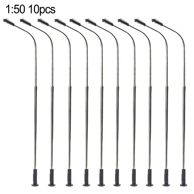 10pcs O-Scale Model Trains Metal Light Poles Wired LED-Lighted Street Lamps New • $12.78