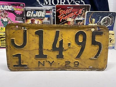 Vintage Antique 1929 New York License Plate Ny J1-14-95..95 Years Old • $26