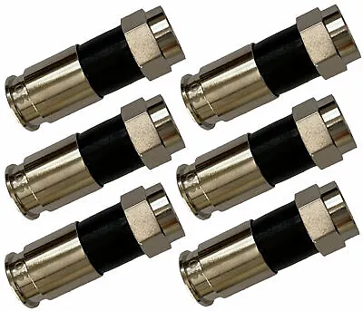 6 Pack F-Type Compression Connector Male Plug RG6 Quad Shield Coax Cable Lot • $7.75