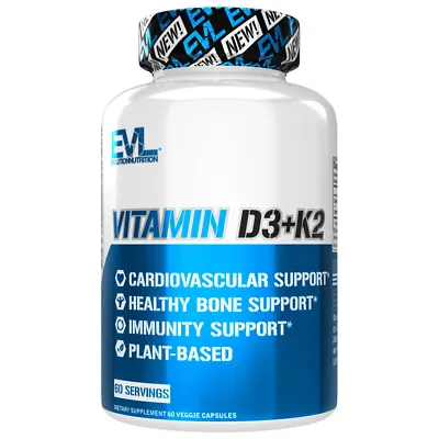 $14.99 • Buy Evlution Nutrition Vitamin D3 + K2 | Bone & Cardiovascular Support