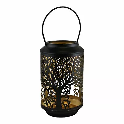 £10.95 • Buy 18cm Small Tree Of Life Black Votive Candle Holder Lantern Laser Cut Out Design