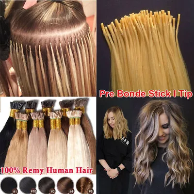 I-Tip Hair Extensions Remy Human Hair Microlink 16  20  22  24  200 Strands USA • $79.73