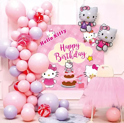 Hello Kitty Theme Balloon Chain Poster Birthday Party Decoration Supplies Set • $14.95