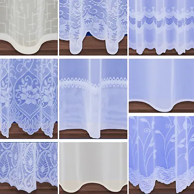 £2.99 • Buy Cheap White & Cream Lace Net Curtains Sold By The Metre - Plain & Pattern Styles