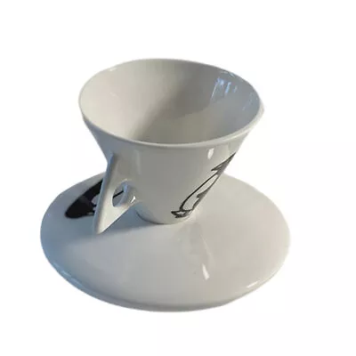 Ceramic Penguin Cappuccino Cups & Saucers Set - Black/White 60ml-CJ • £19.45