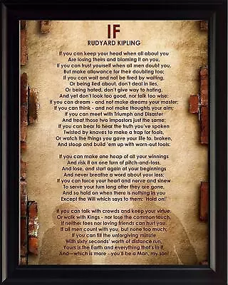 If Poem By Rudyard Kipling Framed Poster Picture Print Motivational Wall Art • $19.99