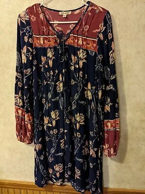 Billabong Dress Women's Sz S/P Flowing Long Shirt Blue Red • $15