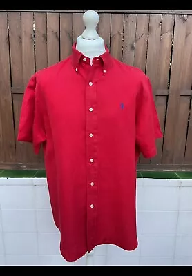 100% Genuine Ralph Lauren Golf Mens Red Linen/silk Mix Shirt - Xl • £14.99