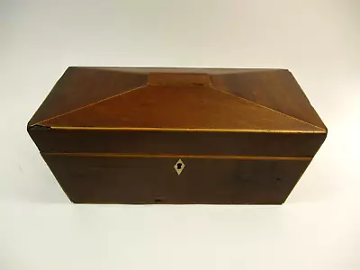 Antique 19th Century English Mahogany Wood Tea Caddy Box Double Eagle Handles • $299.99