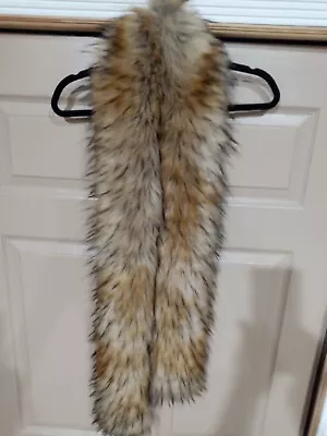 Brand New Tan Brown Fox Fur Stole Scarf Made Of Two Whole Skins 70 In. • $140