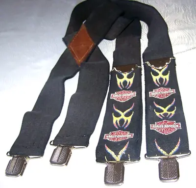 Vintage Style Black & Orange Bar Shield Flame's Men's Harley Davidson Suspenders • $39.99