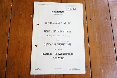 1973 Norwood Blaydon Signal Box Railway Signalling Diagram Notice Map Eastern  • £14.99