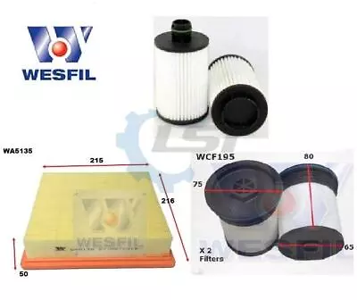 Wesfil Oil Air Fuel Filter Service Kit For Jeep Grand Cherokee WK 3.0 11/2013-24 • $93.50