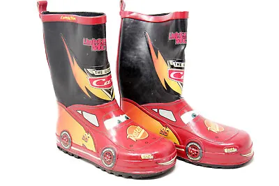 Disney Pixar Cars Toddler Rain Boots Size 13/1 Lightning McQueen Red Pull On • $9.95