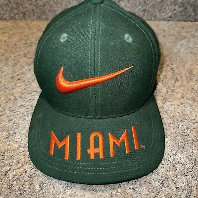 Vintage 90s Miami Hurricanes Nike Team Sports Swoosh SnapBack Hat Cap • $50