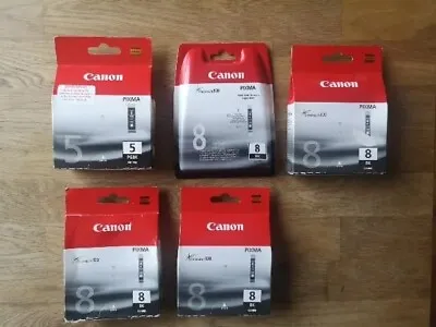 Genuine Canon Pixma Ink Cartridges PGI-5BK CLI-8BK X 4.  MP610 New • £14.95