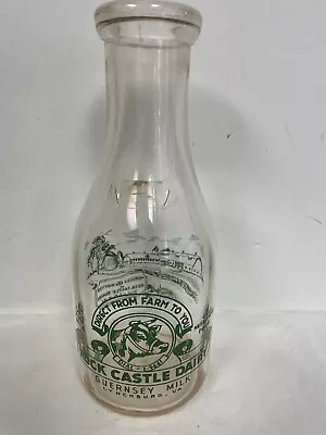 RARE! ROCK CASTLE DAIRY Milk Bottle Lynchburg VA One Quart Guernsey Antique • $24